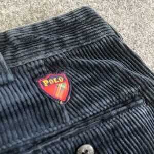 Polo Ralph Lauren Pants Mens 34x30 Navy Blue Pleated Dress Golf Pant Corduroy